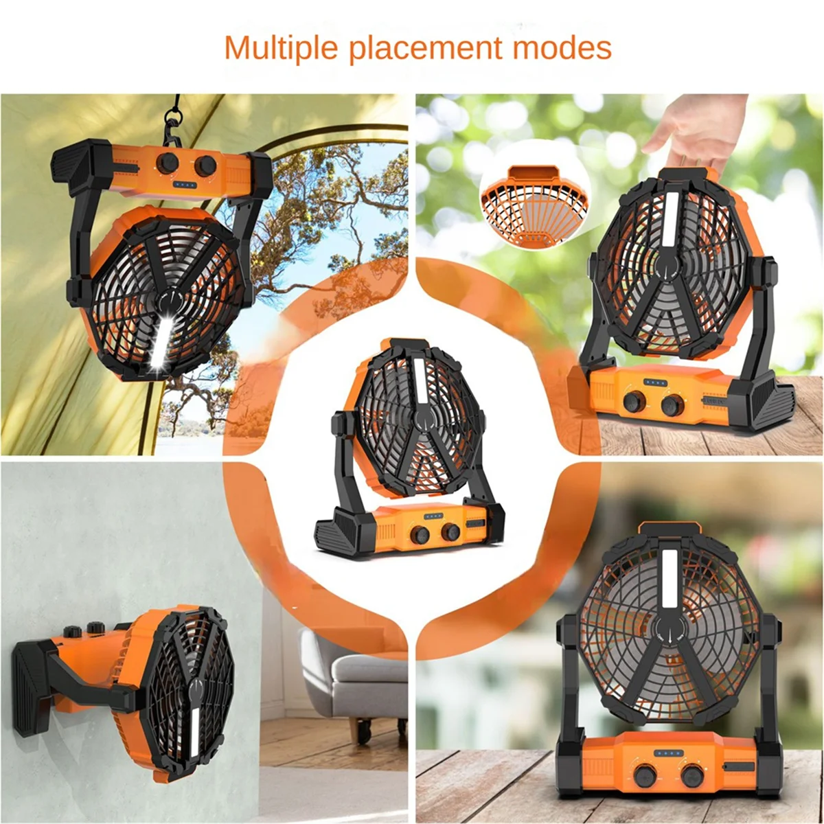 Portable Camping Fan with LED Lantern 8000mah Outdoor Fan Personal Rechargeable Fan for Travel, Hiking, Fishing, Picni