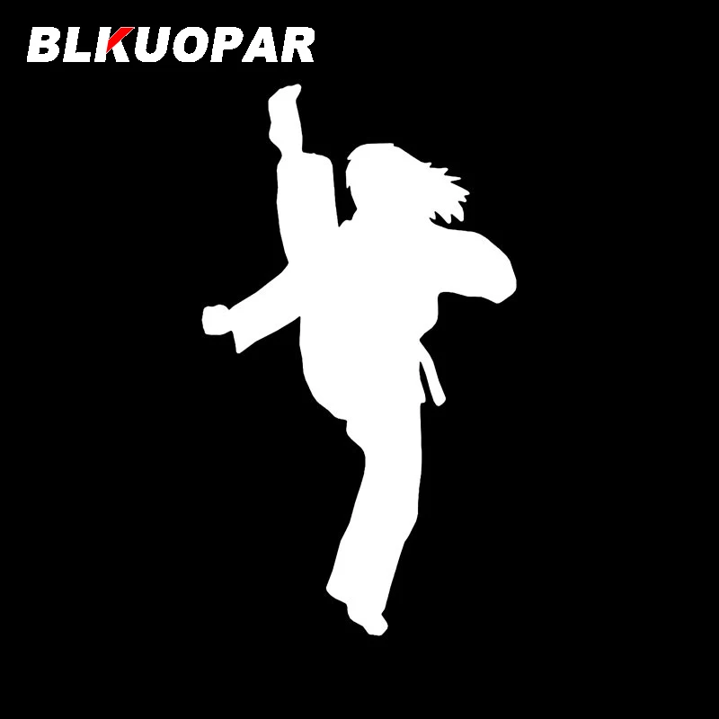 BLKUOPAR Karate Girl Kick Car Sticker Scratch-Proof Personality Waterproof Creative Sunscreen Decoration Fashionable Car Styling