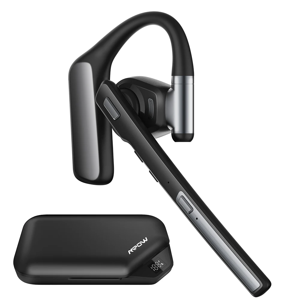 Mpow A6 Bluetooth 6.0 Headset with Microphone 96-Hour Open Ear Noise Canceling Wireless Earpiece Mute Button for Trucker Office