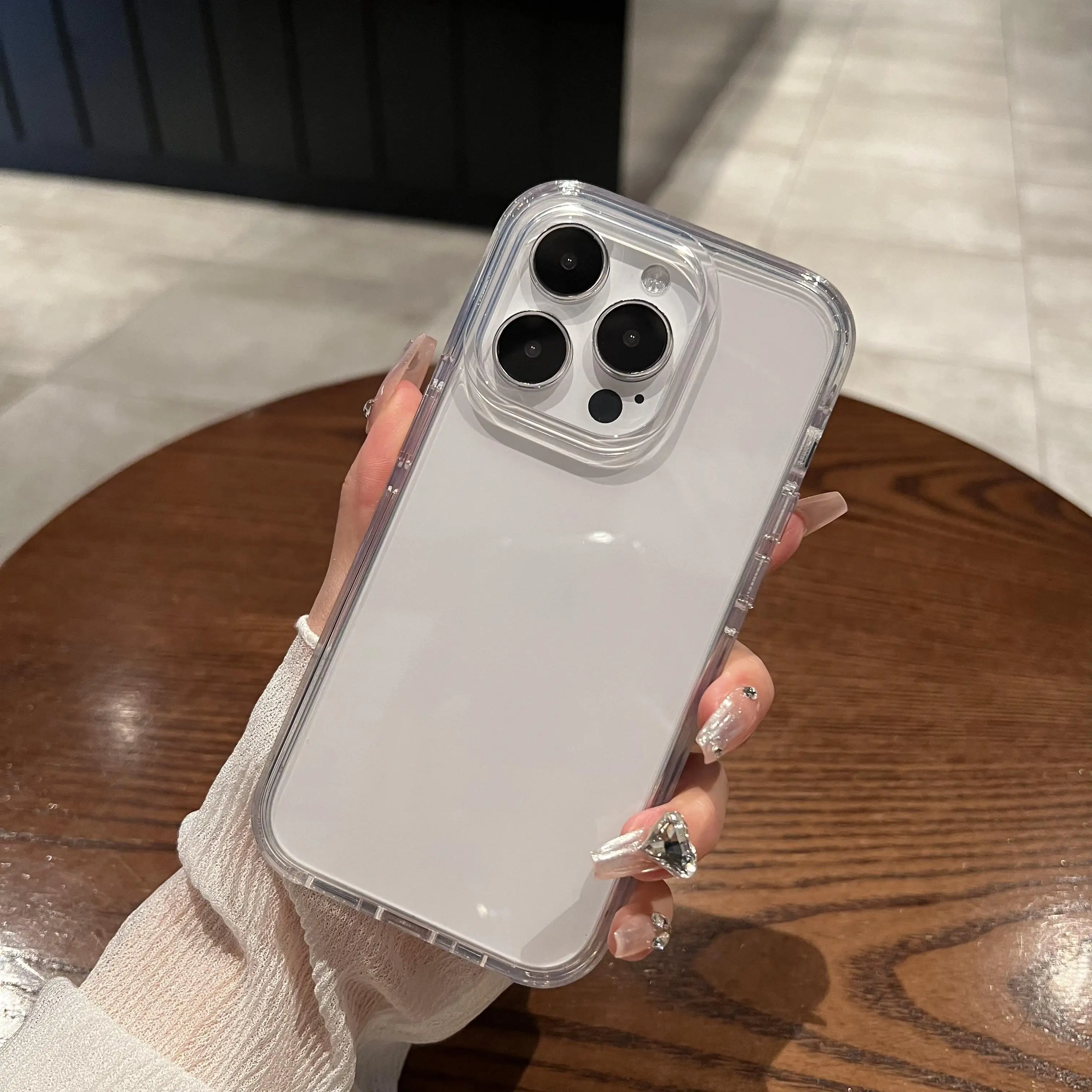 For iPhone 16 Pro Max Case Built-in Thick Airbag Minimalist Transparent Premium Acrylic Cover Compatible with iPhone 15 14