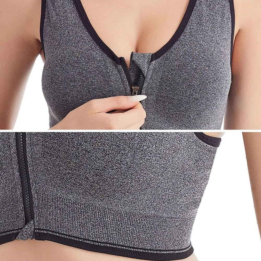 새로운 러닝 피트니스 스포츠 브래지어 앞 지퍼 여성 속옷 Underwire Bralette 플러스 사이즈 Seamless Brassiere없이 충격 방지