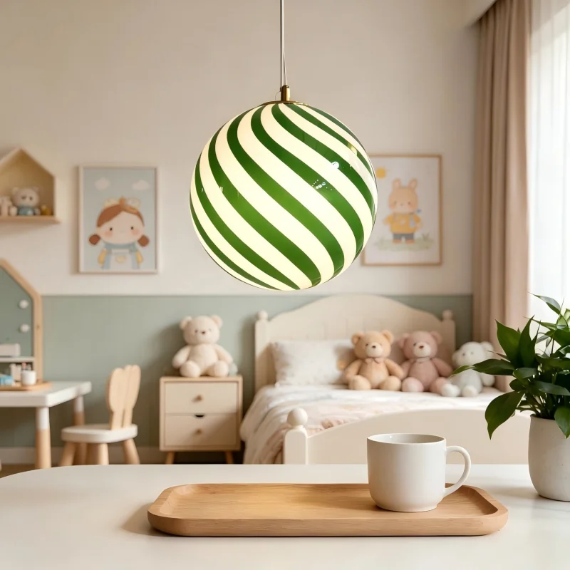 30CM Alpine Candy Colored Glass Ball Pendant Light Nordic Modern Style for Bedroom Living Room Dining Room Children's Room