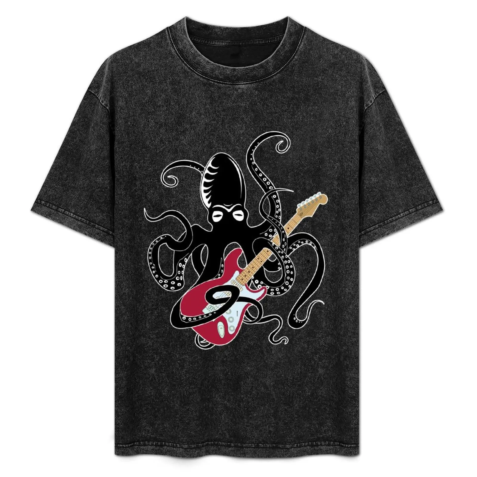 A Kraken octopus plays electric guitar T-Shirt designer shirts korean fashion mens plain t shirts