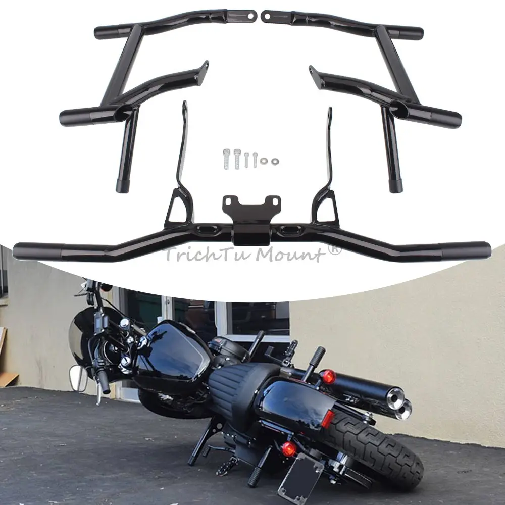 for Harley Touring 2014-2024 Heavy Duty Engine Guard & Saddlebag Guards Set Gloss Black Steel Crash Protection Road King FLHR/I