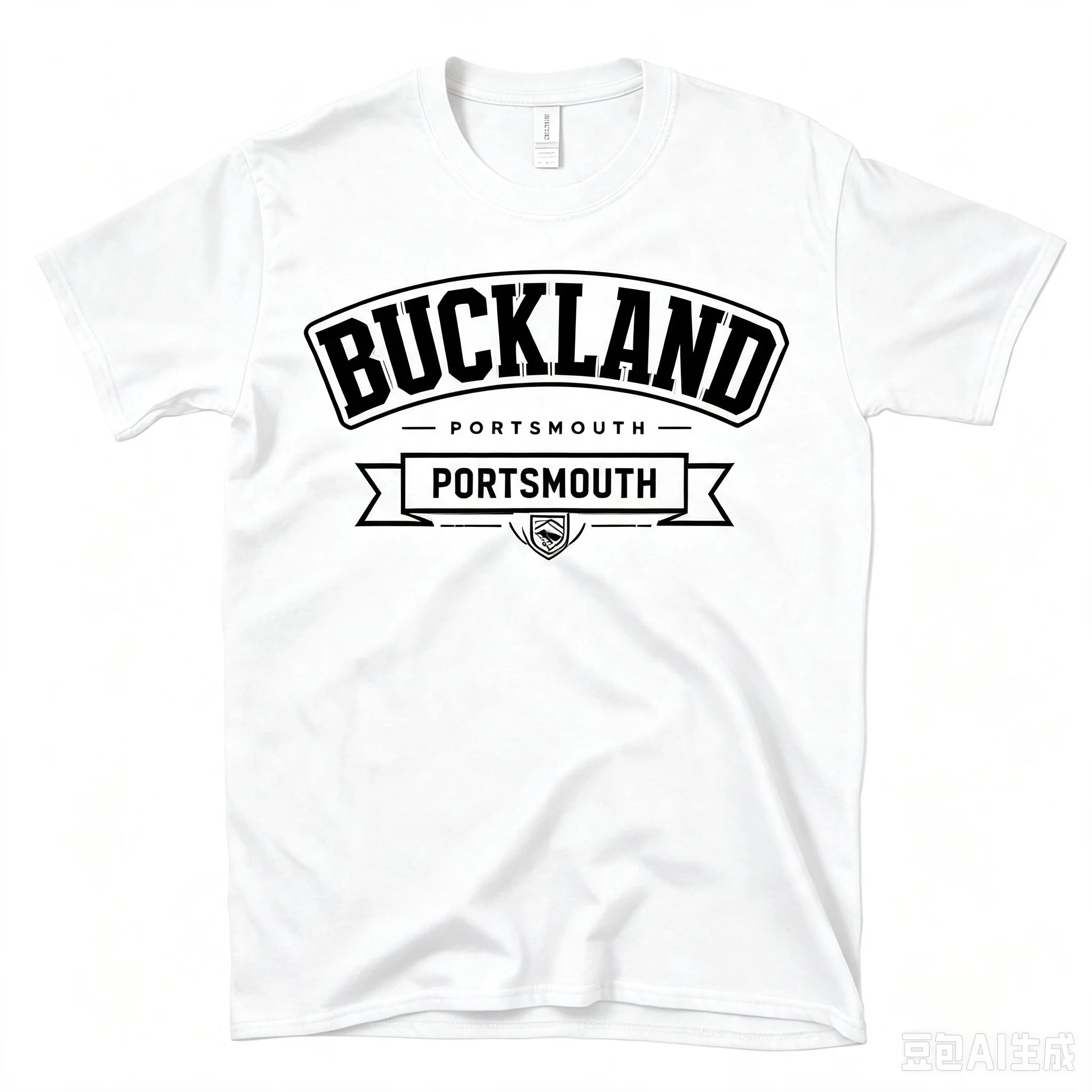 Vintage Buckland Portsmouth City T‑Shirt Retro Varsity Badge Letter Graphic Print Men Casual Street Short Sleeve Top