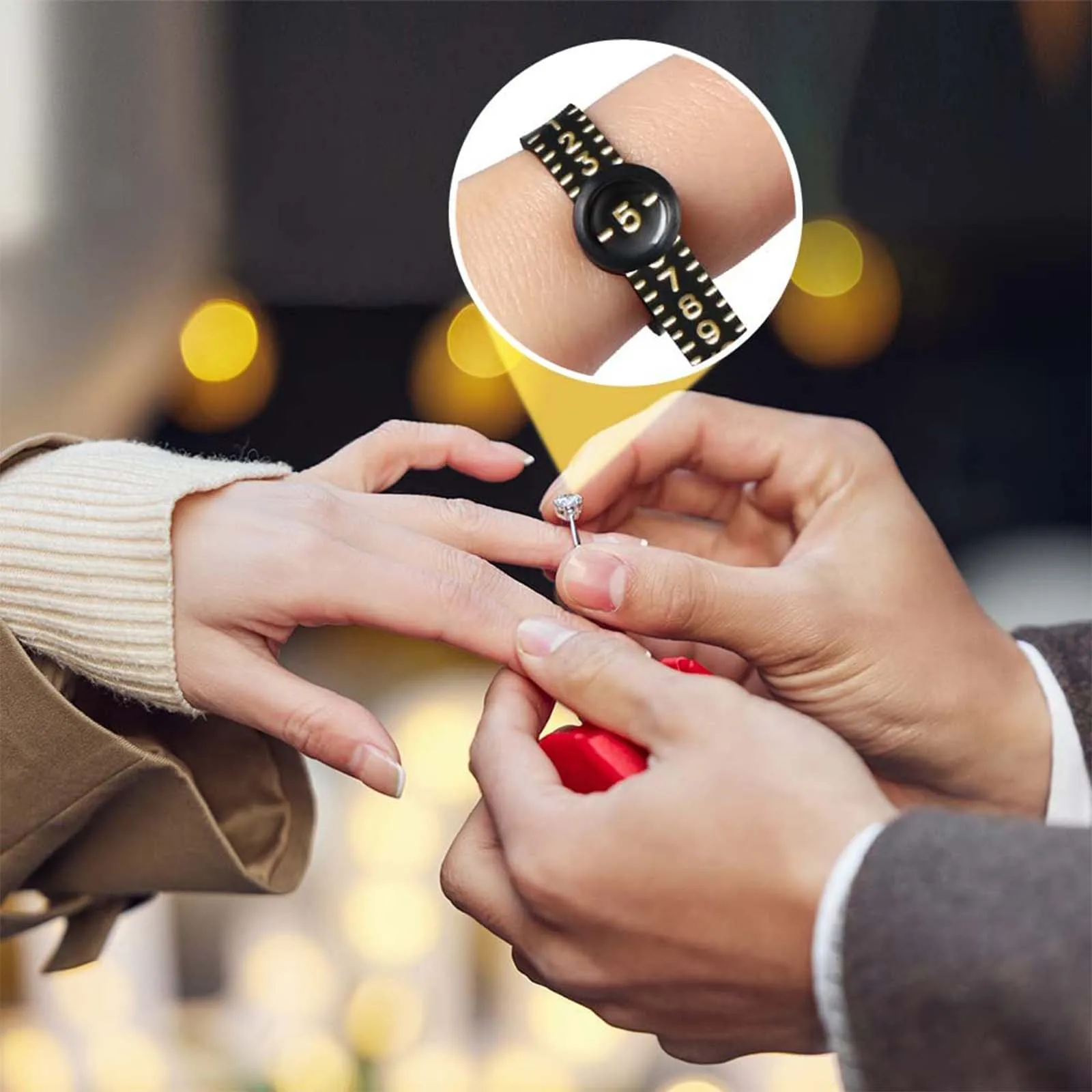 PHYHOO US UK EU Kunststoff Fingergröße Band Gauge Ring Messgürtel Verstellbare Lupe Ring Sizer für Damen Herren