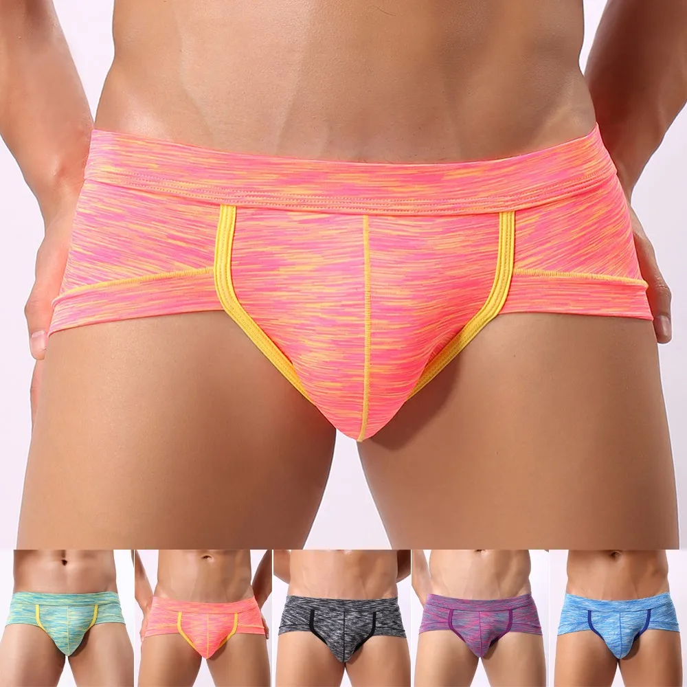 Men's Sexy Low-rise Triangle Stretch Gays Sissy Bulge Pouch Briefs Breathable Printing Mens Sexy Underwear  Seamless Underpants