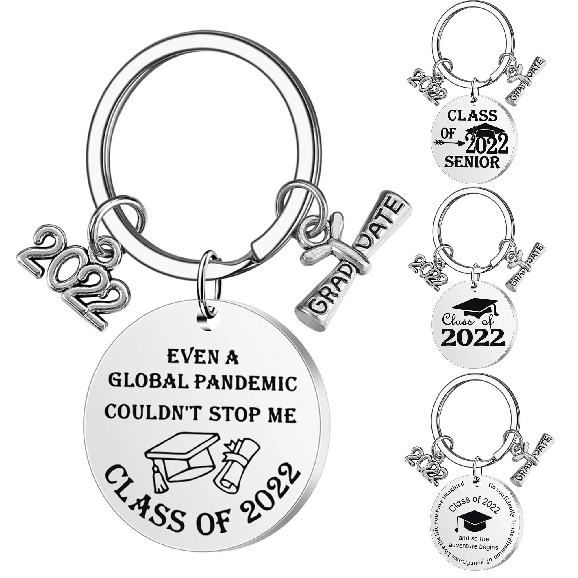 Custom Name Graduation Season Gift CLASS OF 2022 Stainless Steel Keychain Lettering Keychain Pendant Inspirational DIY