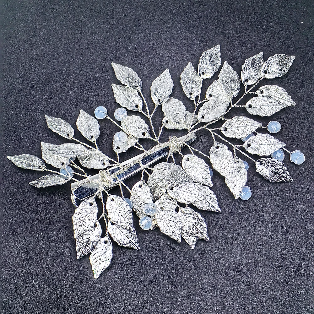 

Handmade Wedding Hair Comb Bridal Hair Ornament, Leaf Bridal Hair Clip Hair Piece Wedding (Silver)