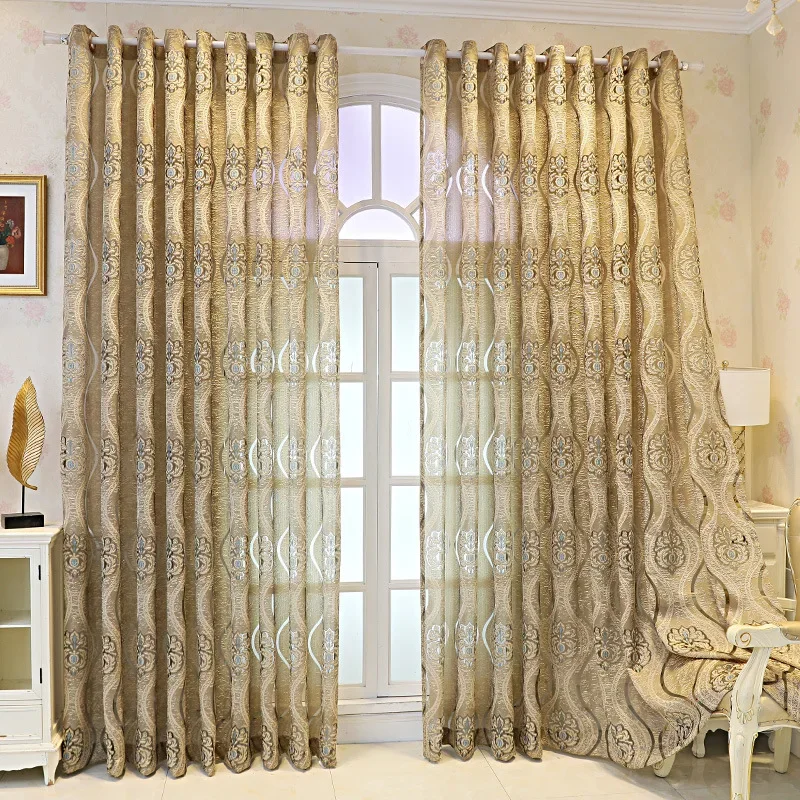 Luxury European-style Light-transmitting Impermeable Window Sheer Curtains for Living Dining Room Bedroom Finished Product