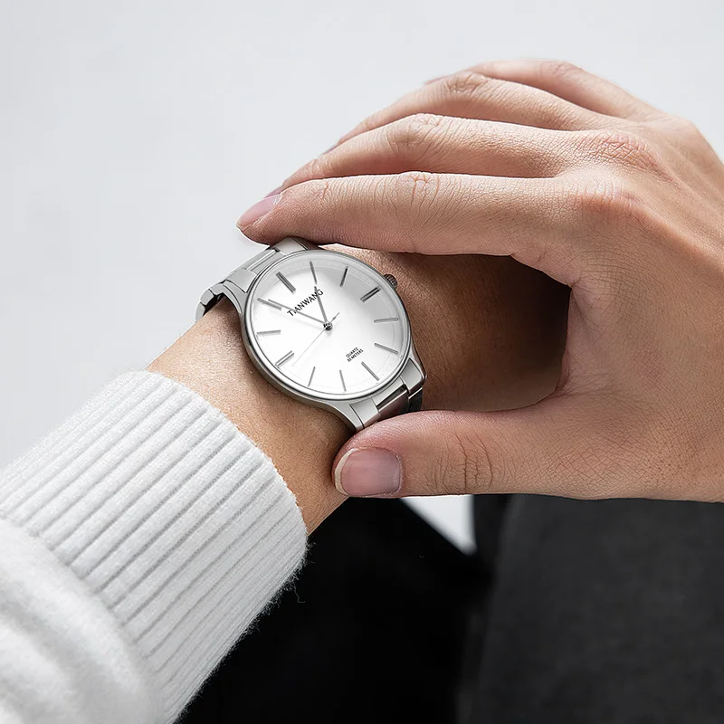 TIAN WANG Watches For Men High-end Quartz 40mm Dial Simple Wristwatches Stainless Steel Waterproof Gifts for Him reloj 손목시계