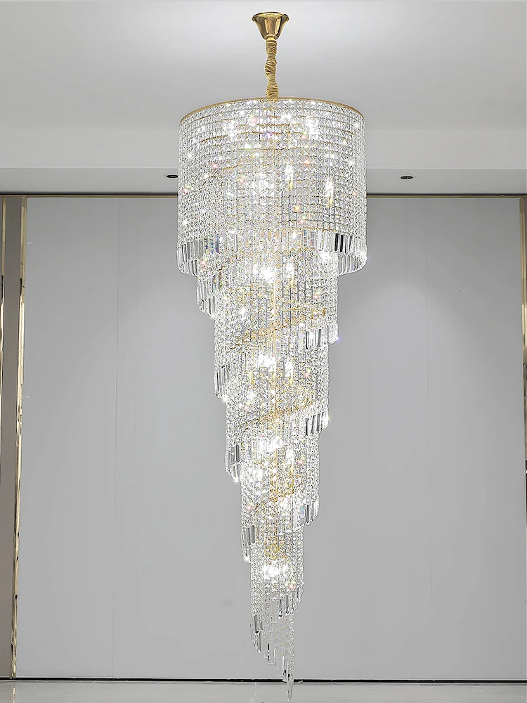 

Crystal Staircase Chandelier Gold/Chrome Plated/Home Decoration Attic Spiral Design Hall Long Chandelier Restaurant Lighting