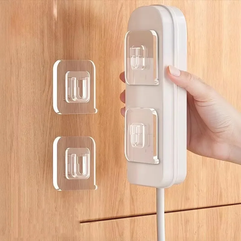 10PCS Cable Organizer Clips Double-Sided Adhesive Wall Hooks Hanger Strong Transparent Suction Cup Wall Holder For Kitchen