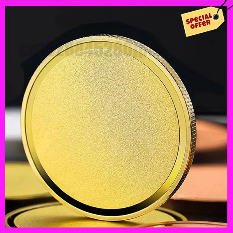 

-ABUB 60Pcs Brass Laser Engraving Blanks Blank Challenge Frosted Coin With Acrylic Protection Box - 40Mm For DIY Crafts