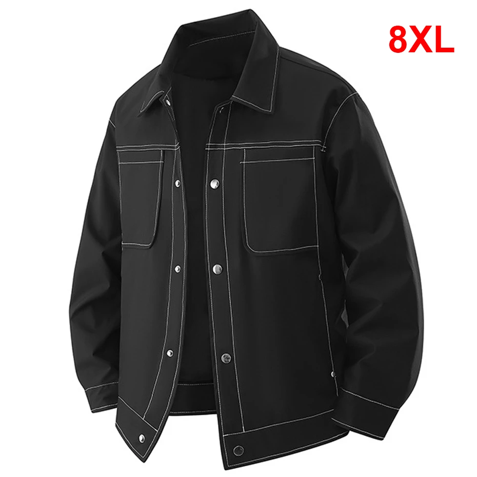 

8XL Plus Size Cargo Jackets Men Fashion Casual Button Jacket Coat Male Spring Autumn Turndown Collar Coats Big Size 8XL