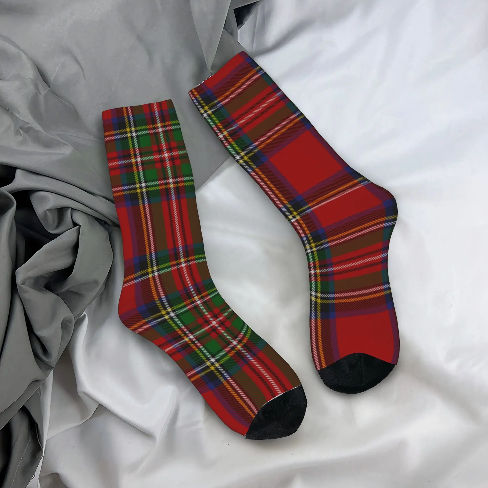 

Custom Kawaii Modern Classic Royal Tartan Plaid Socks Men Women Warm 3D Printed Sports Basketball Socks
