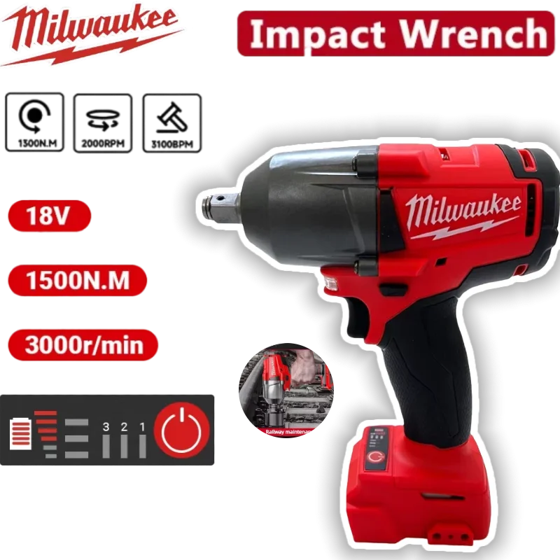 ميلووكي 1300NM 18 فولت بطارية مفتاح كهربائي لاسلكي عزم دوران كبير فرش تأثير وجع سيارة شاحنة إصلاح أدوات كهربائية #1