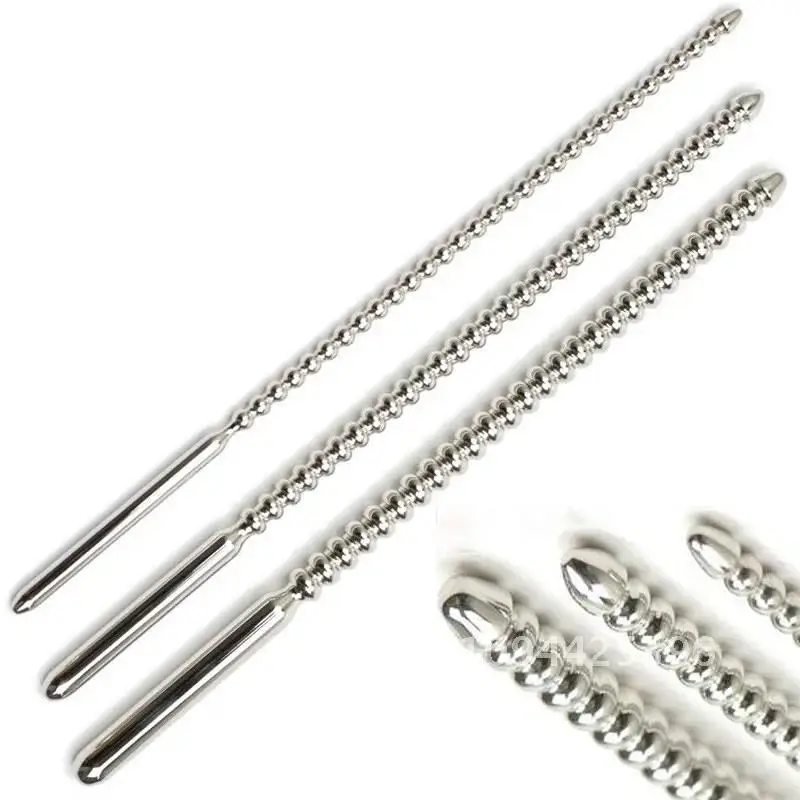 For Men 6mm/8mm/10mm Beads Penis Plug Urethral Sounds Dilator Metal Stainless Steel Urethral Beaded Insert Rods Sounding sex toy