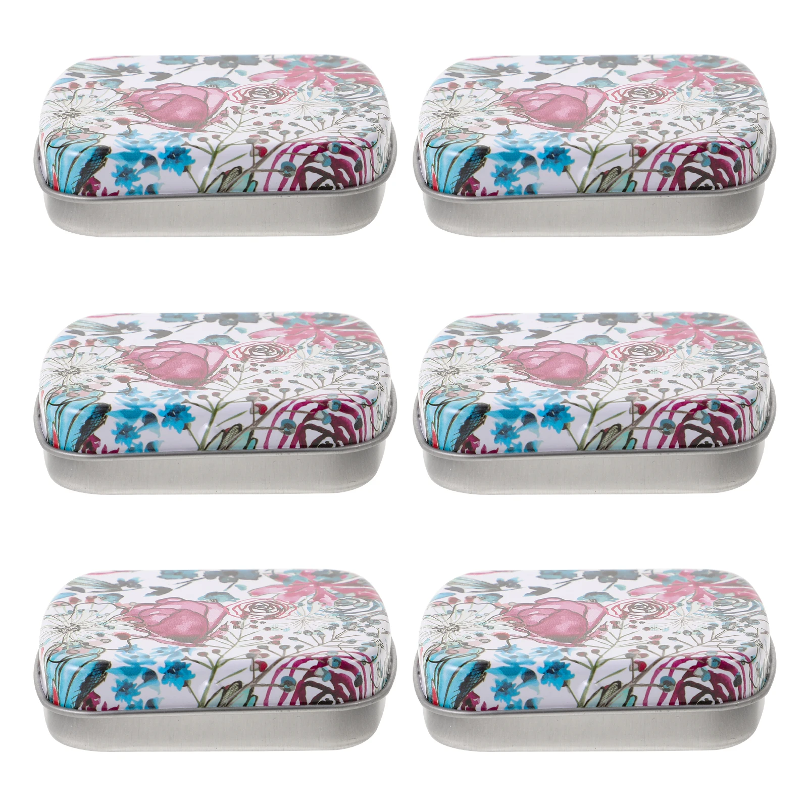 

6pcs Candy Tin Storage Box 60x45x15mm Hinge Silver Black Gold Mini Metal Containers Empty Organizer Small Accessories Household