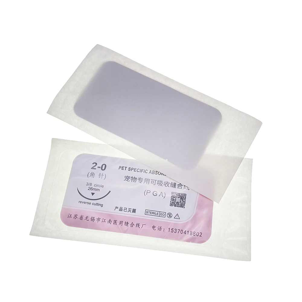 Pet Dog Specific Absorbable Suture PGA 75CM With Needle Corner Angle1-0 2-0 3-0 4-0 Round Pin Teddy Clinic Hospital Supplies