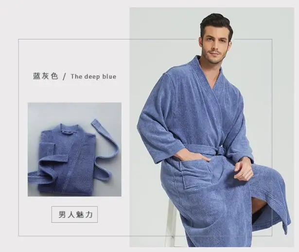 100% Cotton Toweling Unisex Bath Robe Double-Faced Terry Sleeprobe Casual Homewear for Men And Women