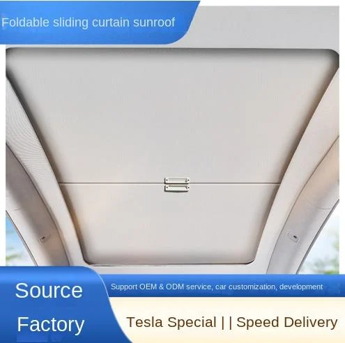 Third-Generation Luxury Magnetic Retractable Foldable Car Sunshade for Tesla Model Y Mesh Roof Front Windshield Shade Oxford