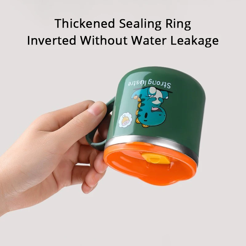 Соломинка для кормления детей, 250 мл/8,5 унции, детская чашка с крышкой, соломой и защитой от падения, чашка для молока из нержавеющей стали 304, мультяшная ручка одной рукой