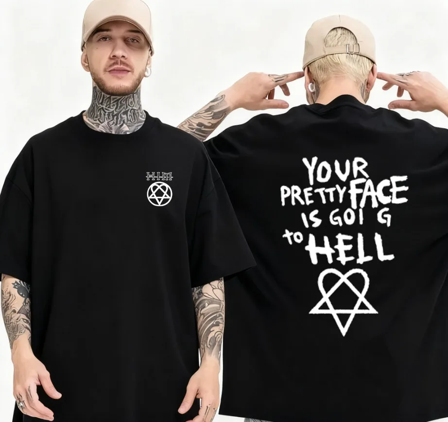 

Your Beautiful Face Is Going To Hell T-shirt. He Ville Valo Men's Retro Summer Men's High-quality Cotton Casual T-shirt.