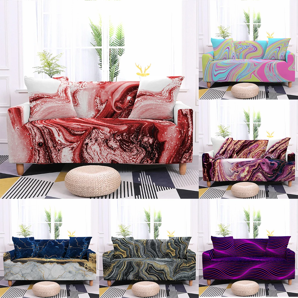 

Marble Pattern Sofa Cover for Living Room Stretch Elastic Cushion Cover Slipcover Couch Cover Home Decor Funda Sofa Elastica