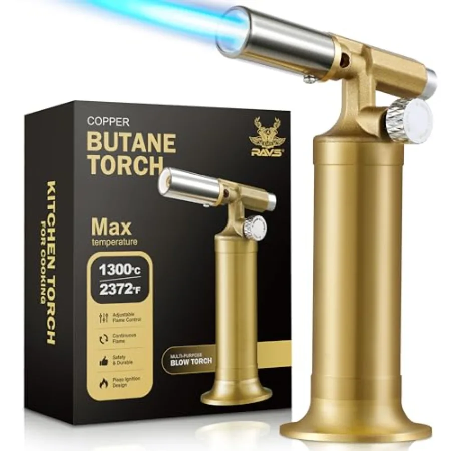 

Copper Butane Torch Lighter Refillable Kitchen Torch Cooking Torches with Adjustable Flame Creme Brulee Torch for Baking Weldin
