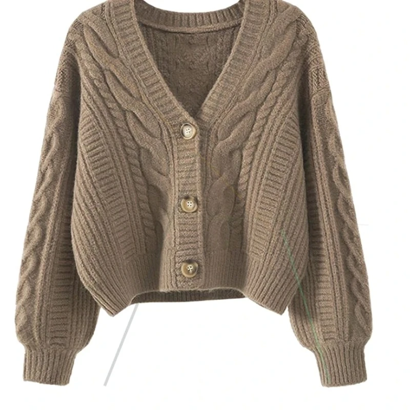 الإناث الصلبة سترة المرأة محبوك معاطف الخريف الشتاء سترة الموضة طويلة الأكمام عادية متماسكة سترة بالأزرار القمم تريكو