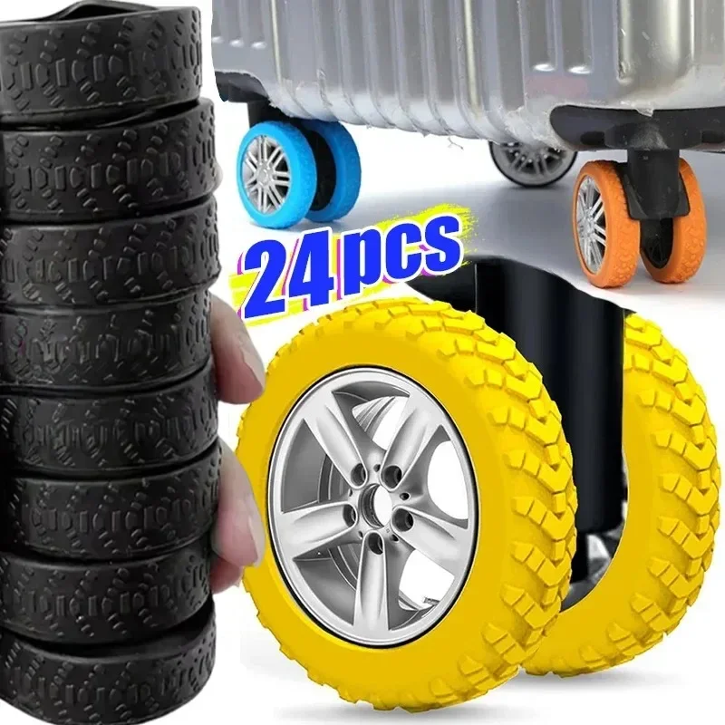 2-24Pcs Luggage Wheels Protector Silicone Wheels Caster Shoes Travel Luggage Suitcase Reduce Noise Wheel Guard Cover Accessories