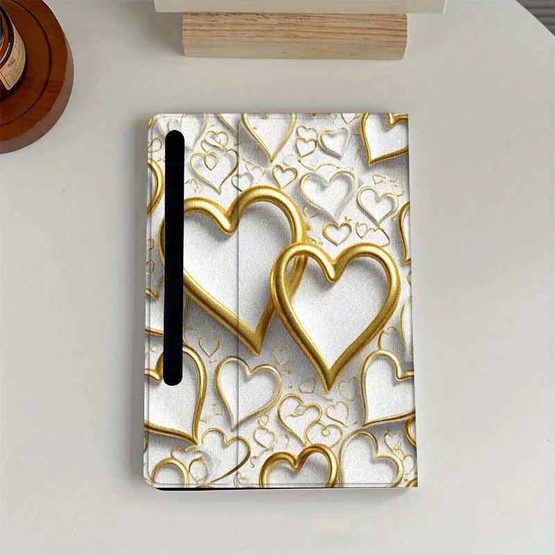 

Shining Glossy Heart Frame For Samsung Galaxy Tab S6 S7 S8 S9 S10 FE Plus Lite Soft Flexible Support Tablet Case Gift