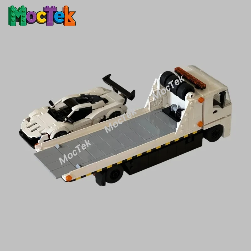 

Конструктор MOC: Прицеп-автовоз для тяжелых грузов, модель грузового автомобиля, развивающая сборная игрушка-конструктор