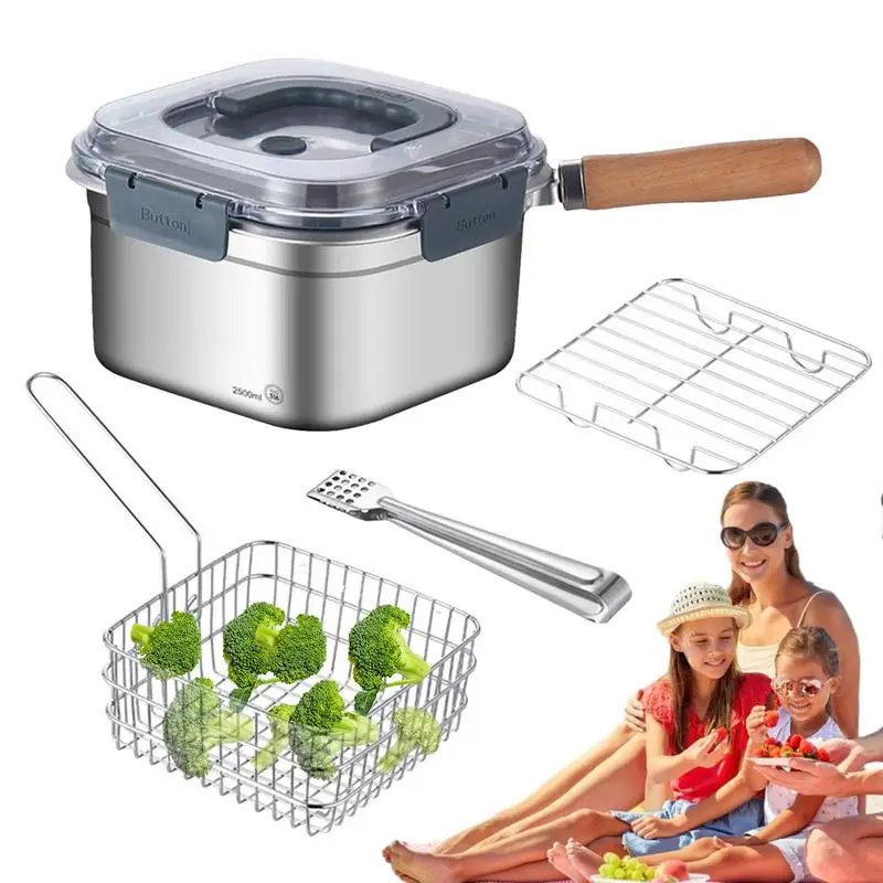 Camping Tableware 316 stainless steel Cookware Set Tourism Cauldron Outdoor Cooking Pot Fryer Pot Picnic Kitchen Hiking Trekking