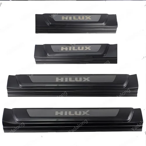 Imagen 2 del producto Tira de umbral de captación de coche para Toyota Hilux REVO 2015 2019 2023, Protector de placa de desgaste de alféizar de puerta, accesorios adhesivos de Pedal embellecedores