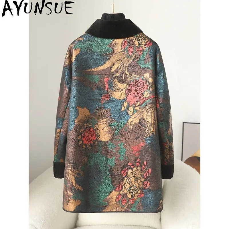 AYUNSUE معطف الفرو امرأة 2025 معاطف الشتاء للمرأة ملابس أنيقة نمط ملابس كاجوال للمرأة جودة عالية شوبانا Жénska