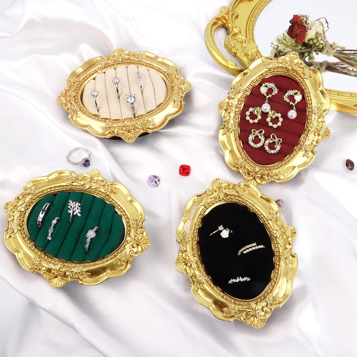 Vintage Ring Display Stand Picture frame shape Earring Tray exquisite small size ornament jewelry organizer rack