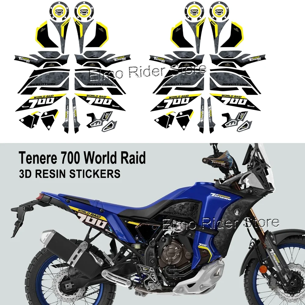 Motorcycle 3D Epoxy Resin Protection Decal Stickers Kit for Yamaha Tenere 700 World Raid 2023