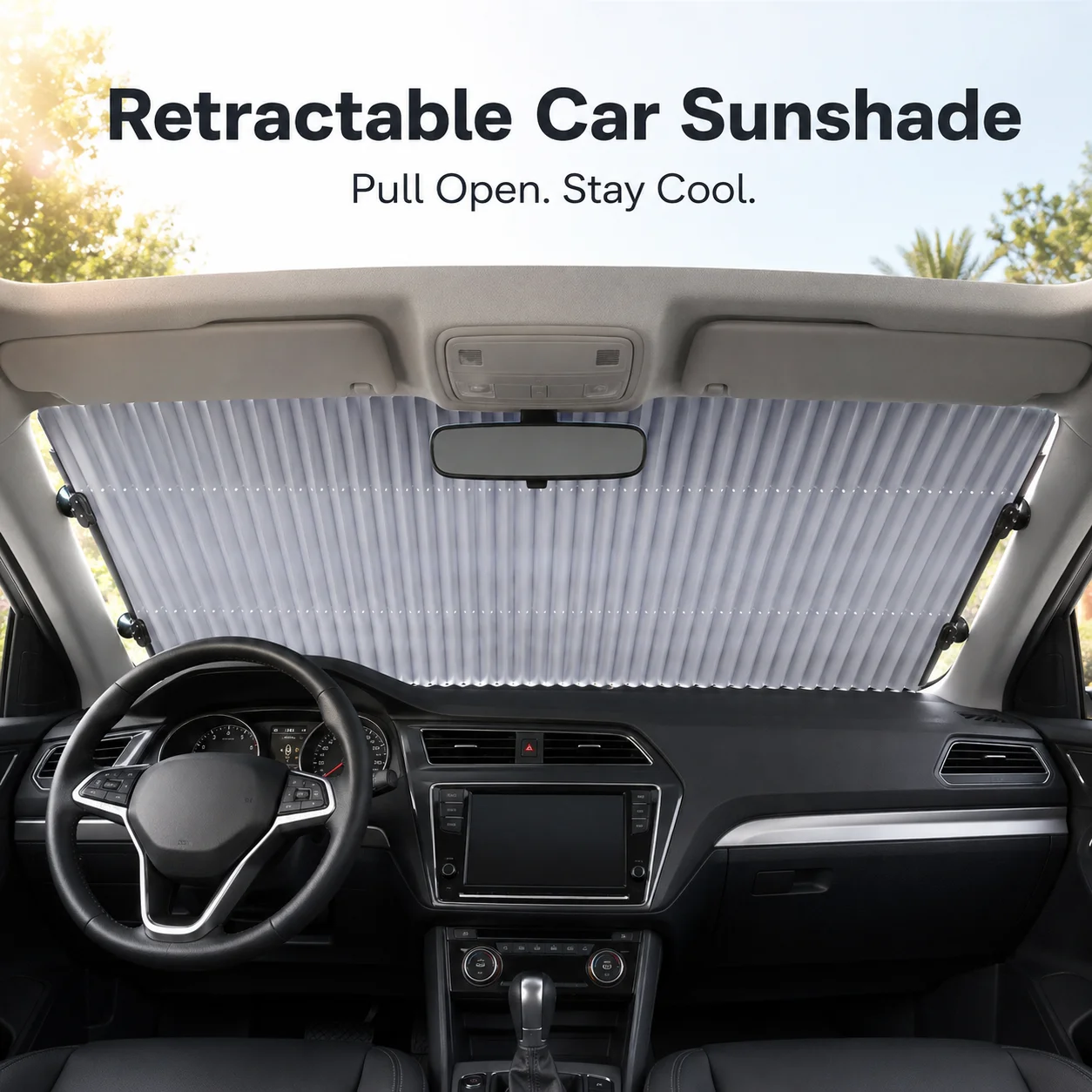 

Retractable Car Windshield Sun Shade Curtain Universal Foldable Sun Visor Heat Insulation Aluminum Foil UV Blocker