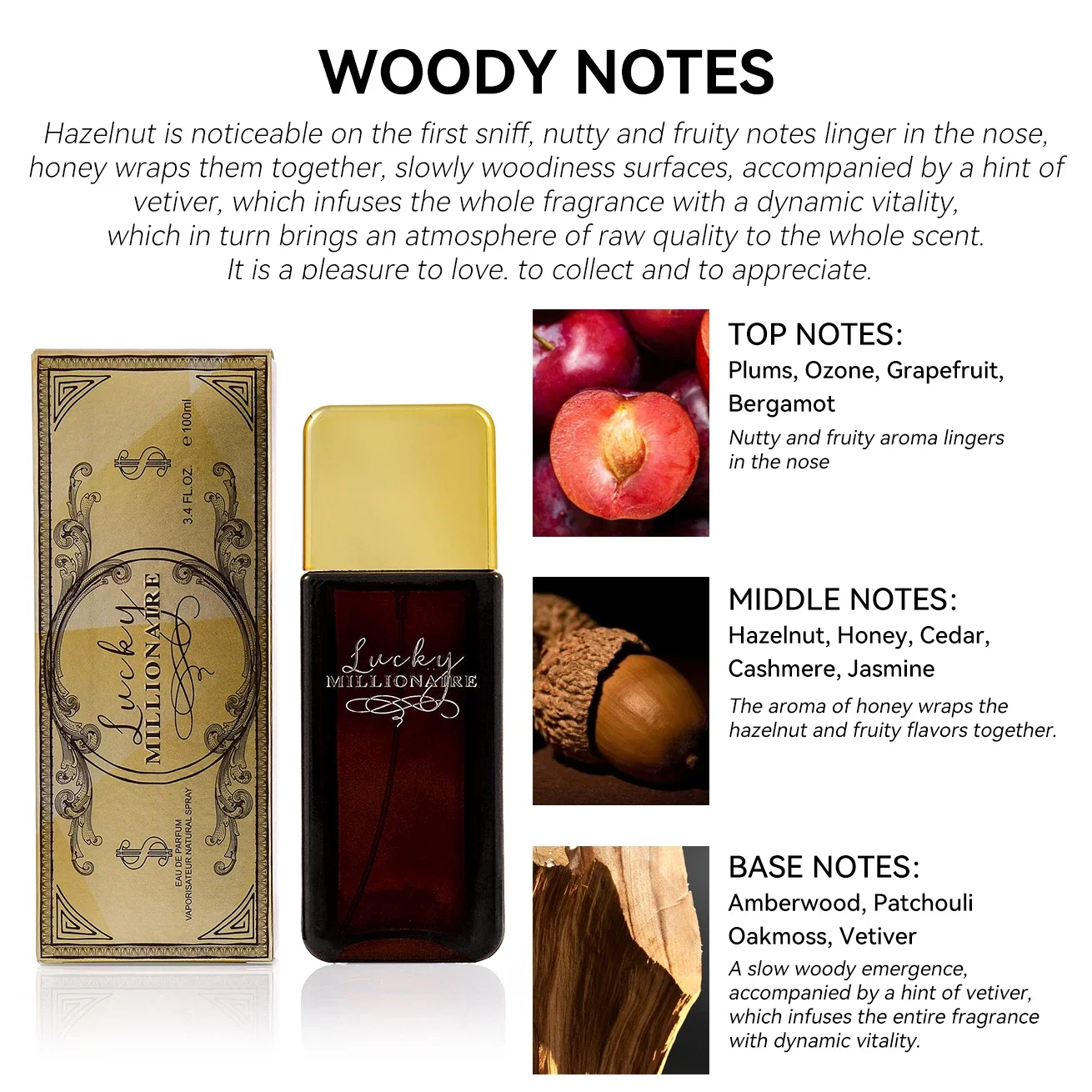 100 مل 3.4FL.OZ عطر كولونيا الساخن للرجال من كولونيا عطر طبيعي عطر EDP، ملاحظات وودي، عطر Hombre طوال اليوم