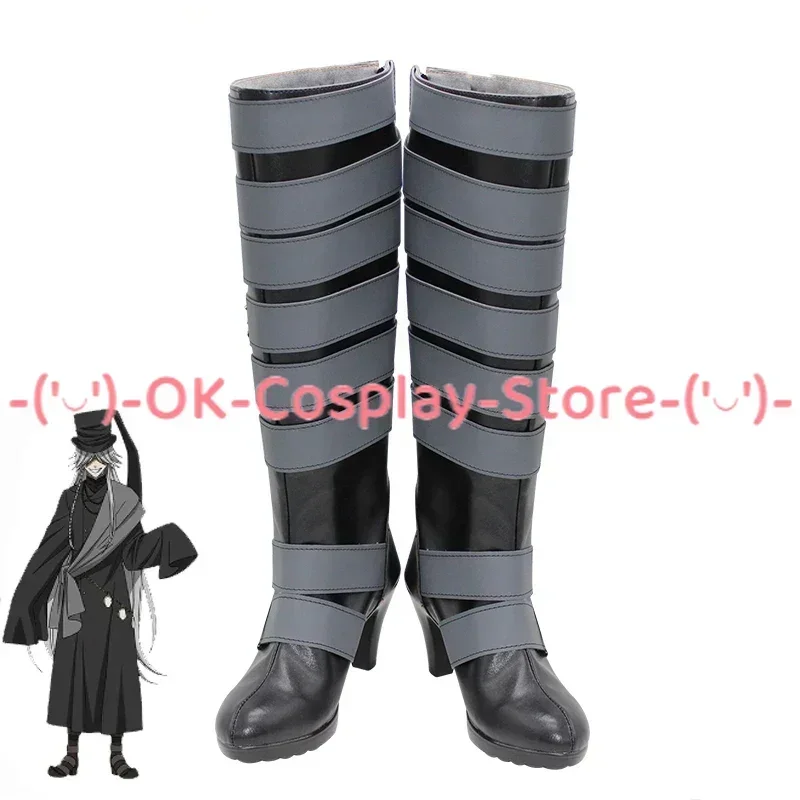 [Customized] Black Butler Kuroshitsuji Undertaker Cosplay Shoes Anime Roleplay Props Carnival Holiday Party PU Leather Boots