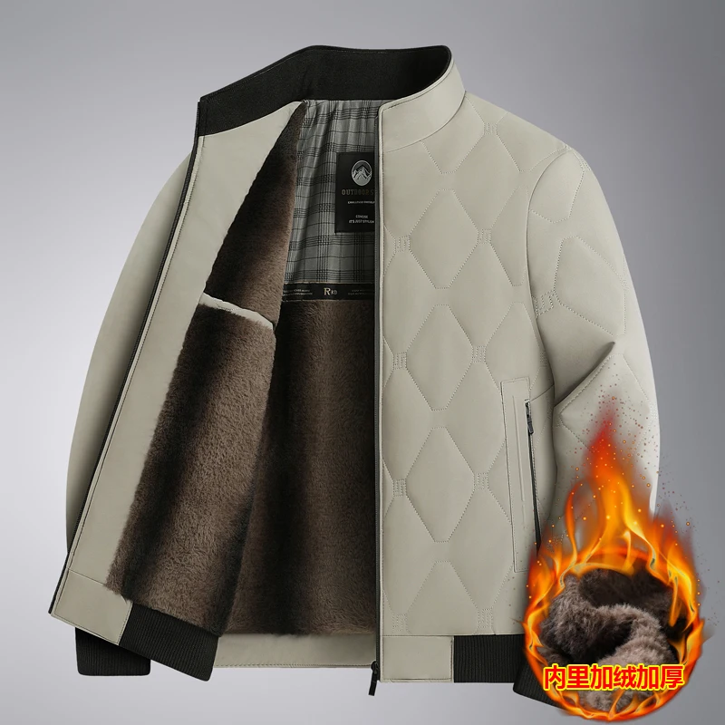 

Осень и зима, новая модная однотонная утолщенная куртка на хлопковой подкладке, мужская повседневная свободная спортивная куртка высокого качества, пальто больших размеров