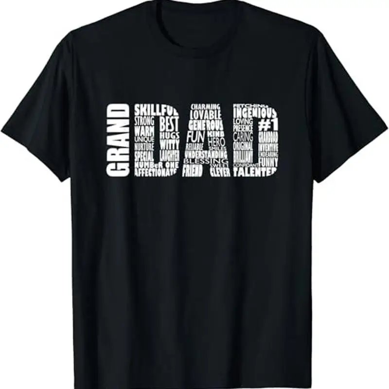 Mens Granddad Grandpa T Shirt Word Cloud Fathers Day