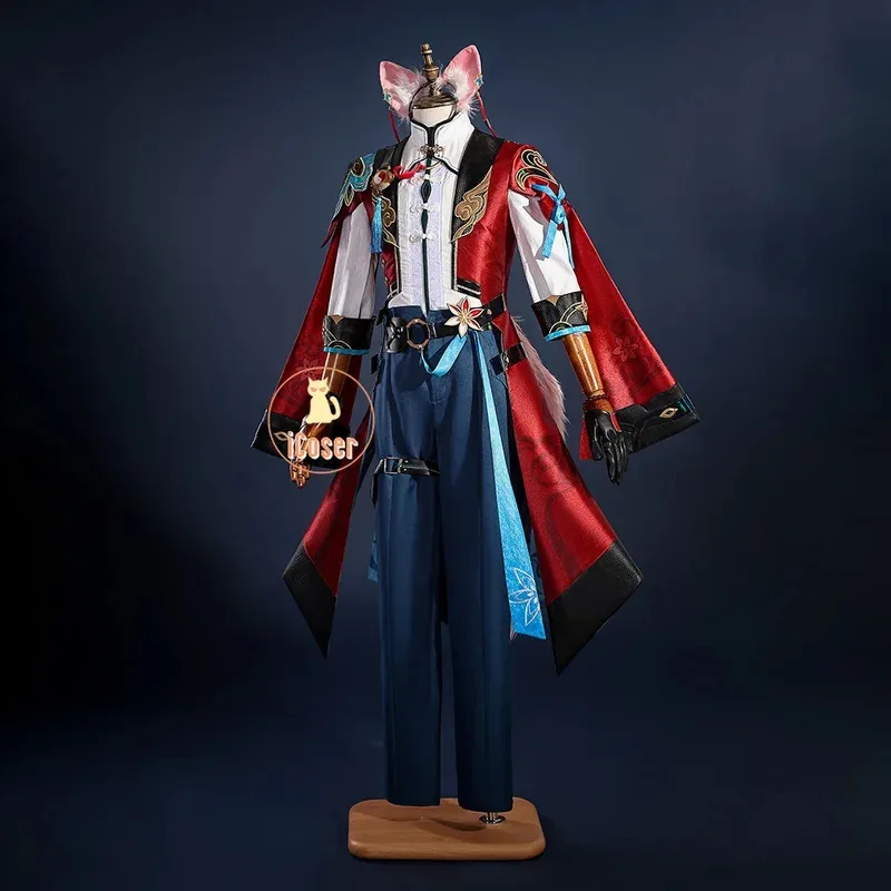 Honkai Star Rail Jiaoqiu Cosplay Costume Wig Uniform Headwear Foxian Xianzhou Yaoqing Feixiao Halloween Party Women Men iCosera;