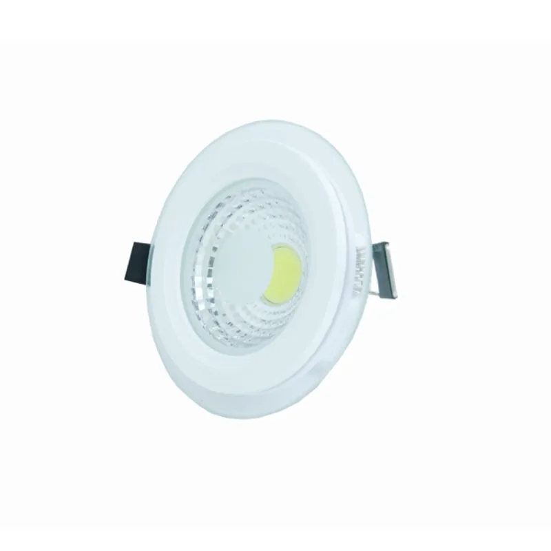 10pcs/lot 5w LED COB Ceiling Glass Panel Light Round Recessed Lamp Pure/Warm White AC85-265v