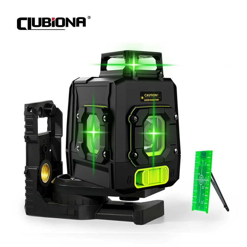 ZOKOUN 6 lines German laser diode Green beam Cross line Laser Level with Pulse Receiver Mode and 5200mah lithium battery