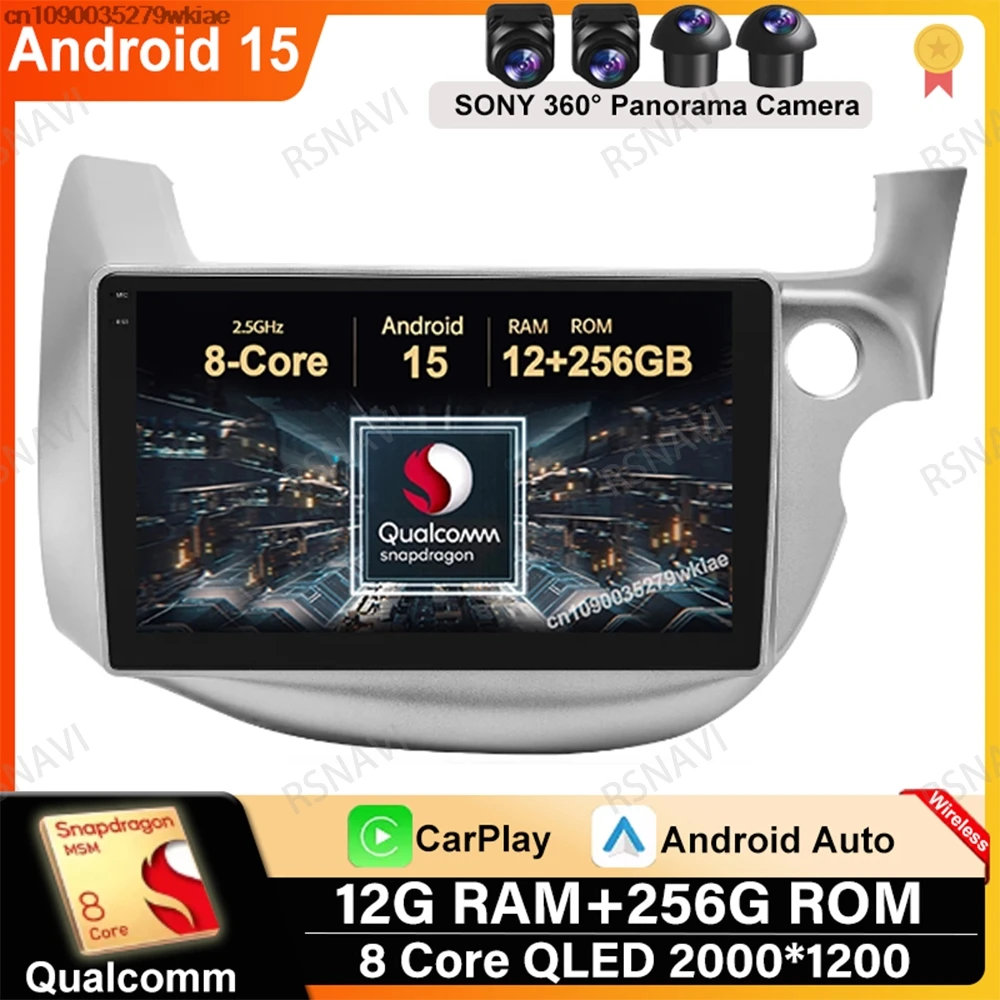 

Android 15 For Honda Fit Jazz 2007 - 2014 Viedo Player GPS QLED BT Qualcomm 5G WIFI Car Radio DSP Autoradio 4G LTE Stereo DVD