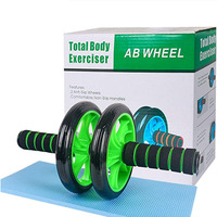 Home Gym AB Wheel Roller with Knee Pad Abs Workout Equipment for Abdominal & Core Strength Training