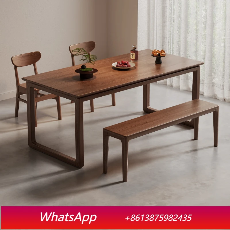 

LMM solid wood dining table antique rectangular rural backyard dining table